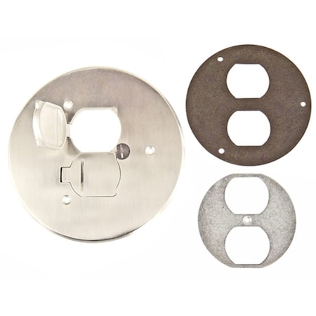 Southwire Box Cover, Floor Box Type, Stainless Steel, Duplex Receptacle Cover Type FBCVR-SS-FC